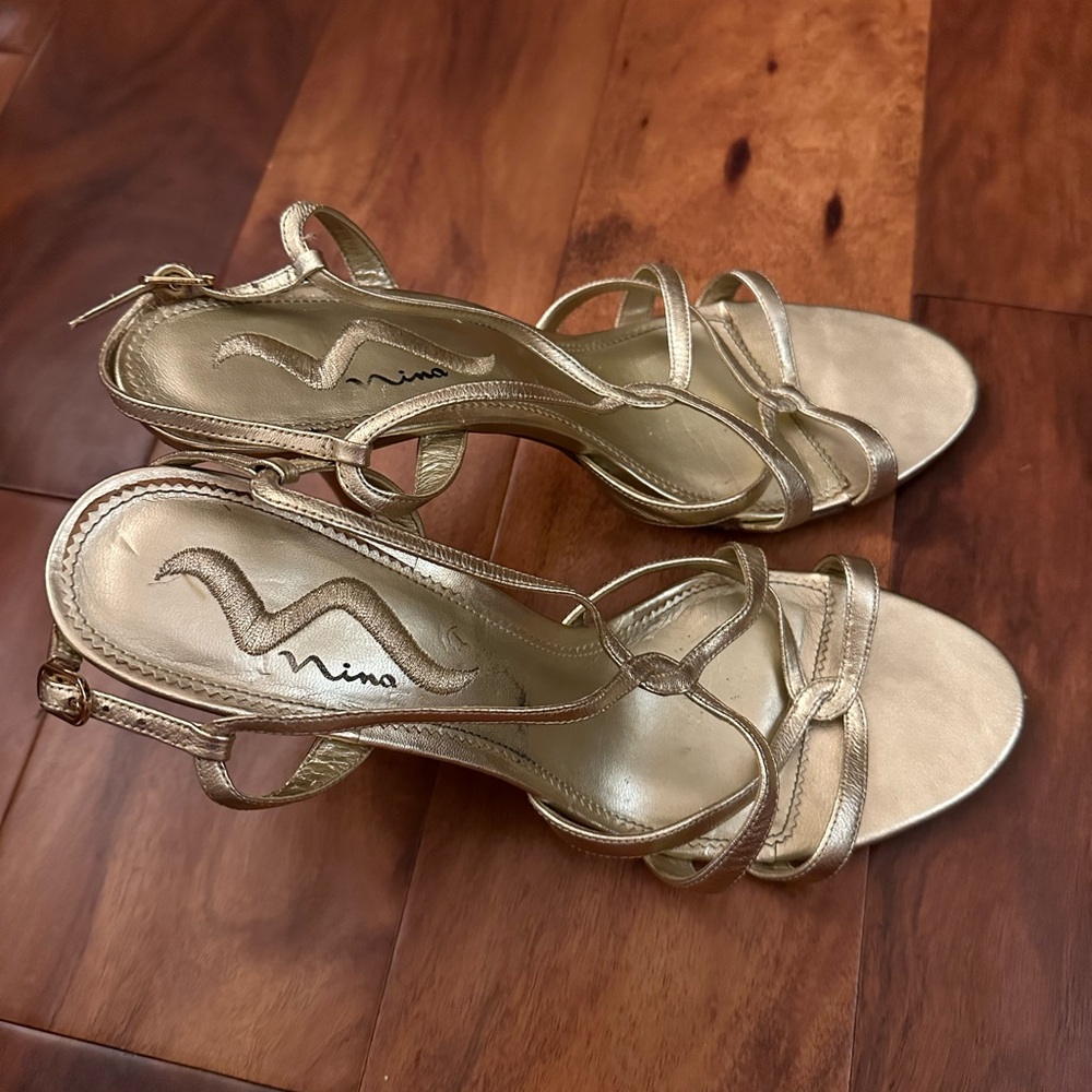Nina gold strappy heels
